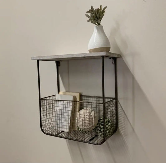 Metal Basket Wall Shelf