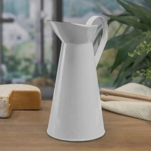 White Enamelware Pitcher