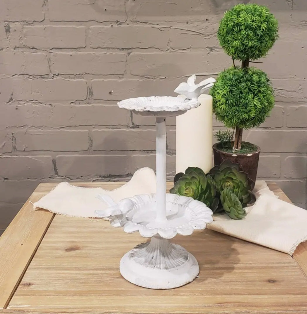 Two-tier decorative mini bird bath