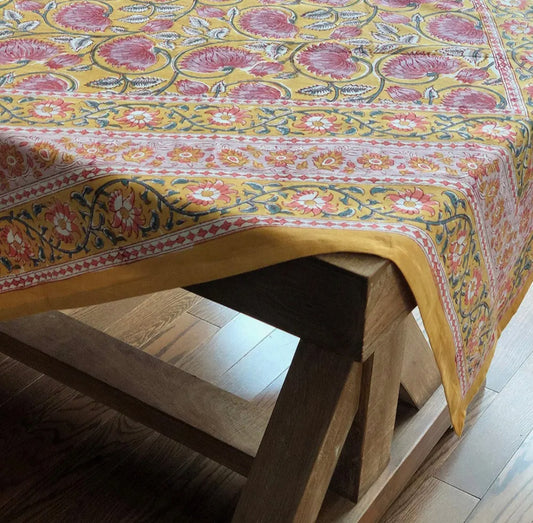 Block Print Dijon Tablecloth