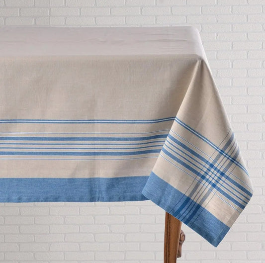 Vintage Blue Stripe Tablecloth