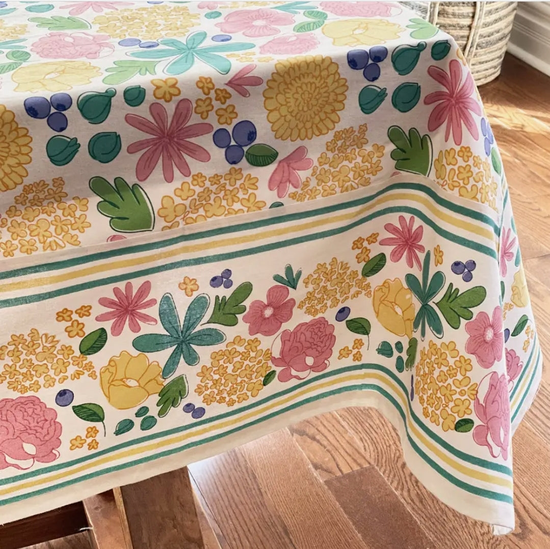 Blooming Block Print Tablecloth