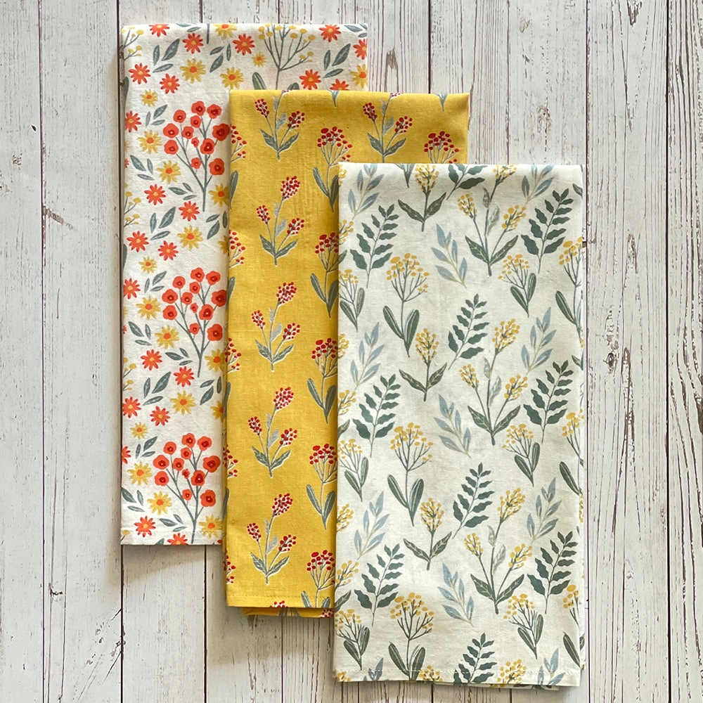 Summer Wildflower Floursack Kitchen Towel - Set of 3